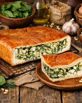 Пирог с курицей, шпинатом и кедровым орехом
